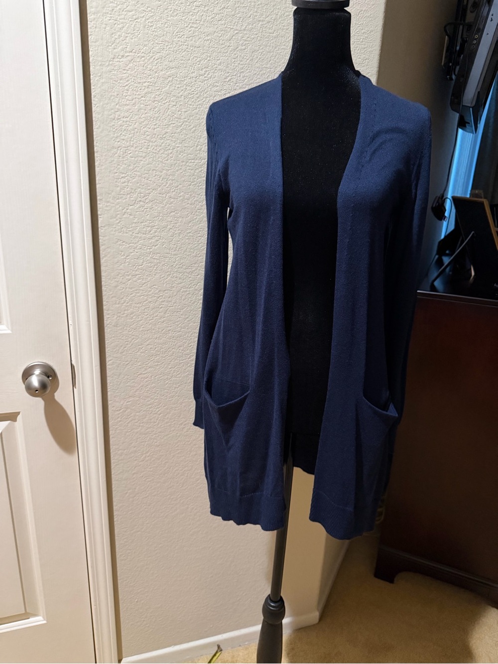 Style & Co. Navy Open-Front Pocket Cardigan